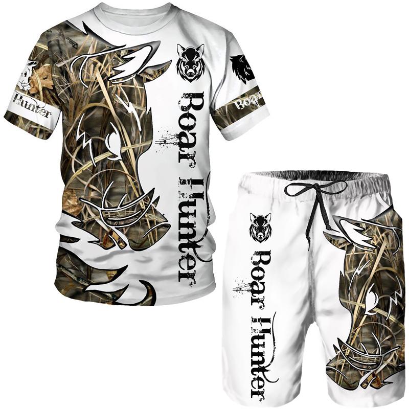 Männer Übergroße Kleidung T-shirt Shorts outfits Sets Streetwear Männliche T-shirt Set Sommer Retro Strand 3D Druck Männer Trainingsanzug M von Joom DACH