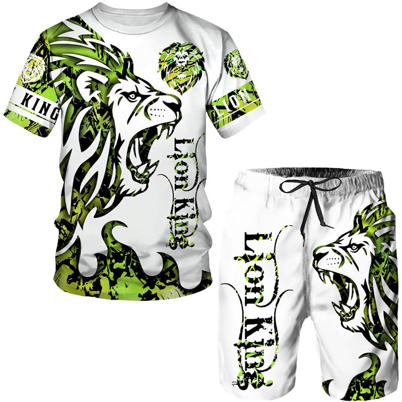 Männer Übergroße Kleidung T-shirt Shorts outfits Sets Streetwear Männliche T-shirt Set Sommer Retro Strand 3D Druck Männer Trainingsanzug XL von Joom DACH