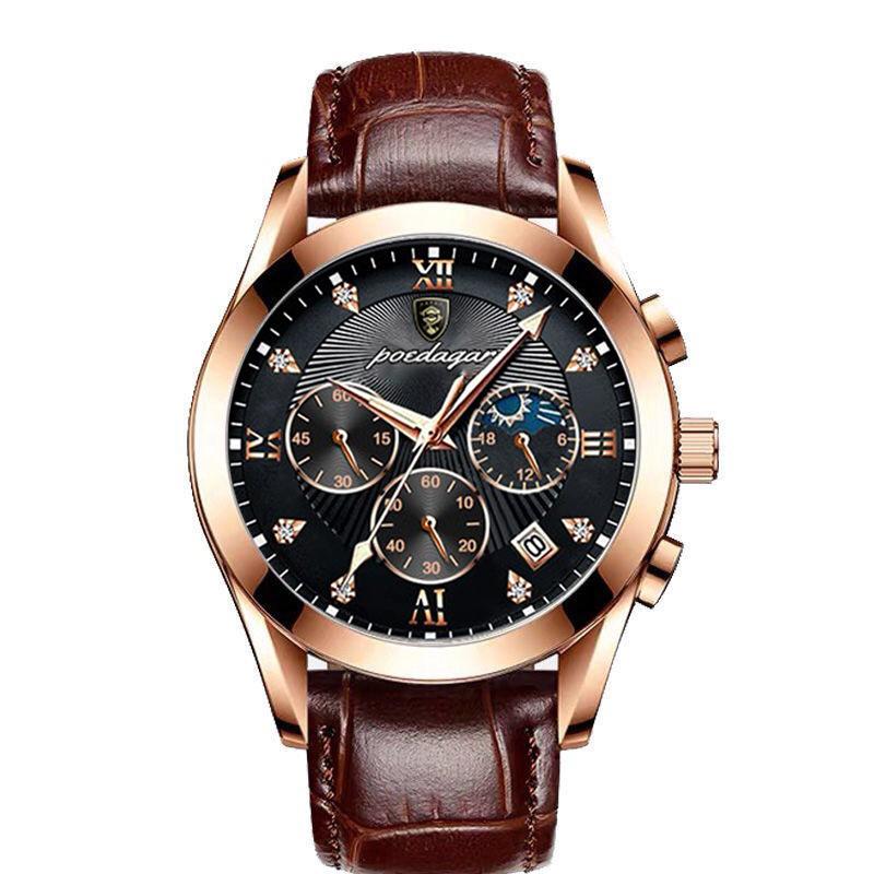 Männer Uhr Neue Top Marke Luxus Wasserdicht Leucht Sport Armbanduhr Edelstahl Quarz Militär Echtes Leder Männliche Uhr braun von Joom DACH