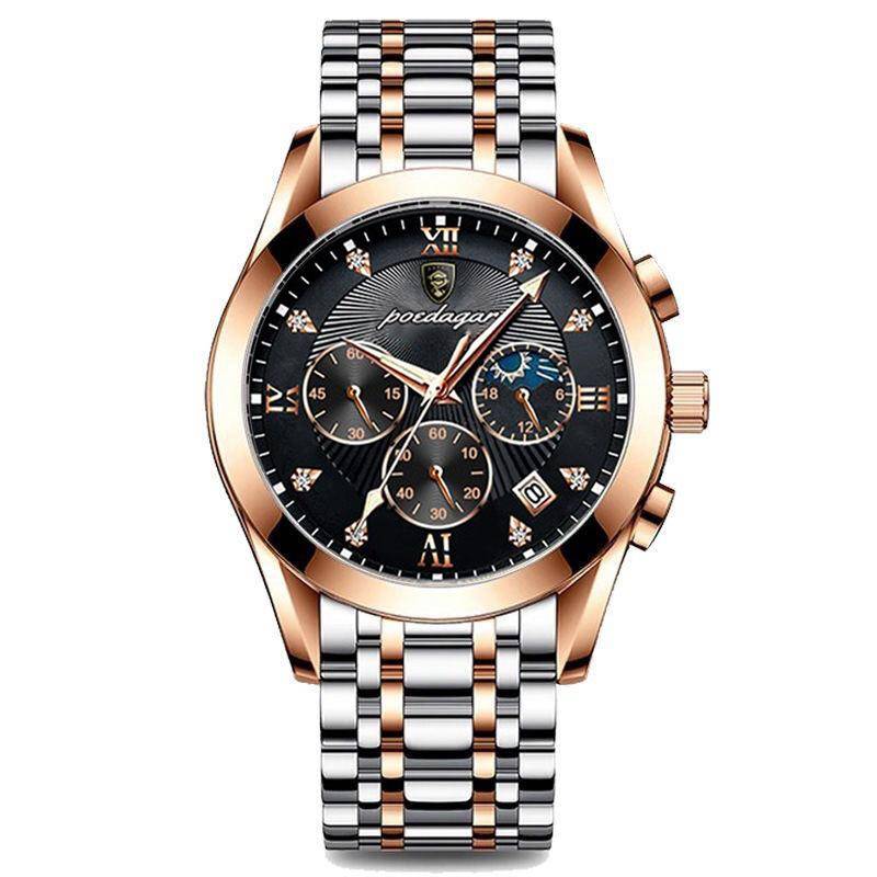 Männer Uhr Neue Top Marke Luxus Wasserdicht Leucht Sport Armbanduhr Edelstahl Quarz Militär Echtes Leder Männliche Uhr rose gold von Joom DACH