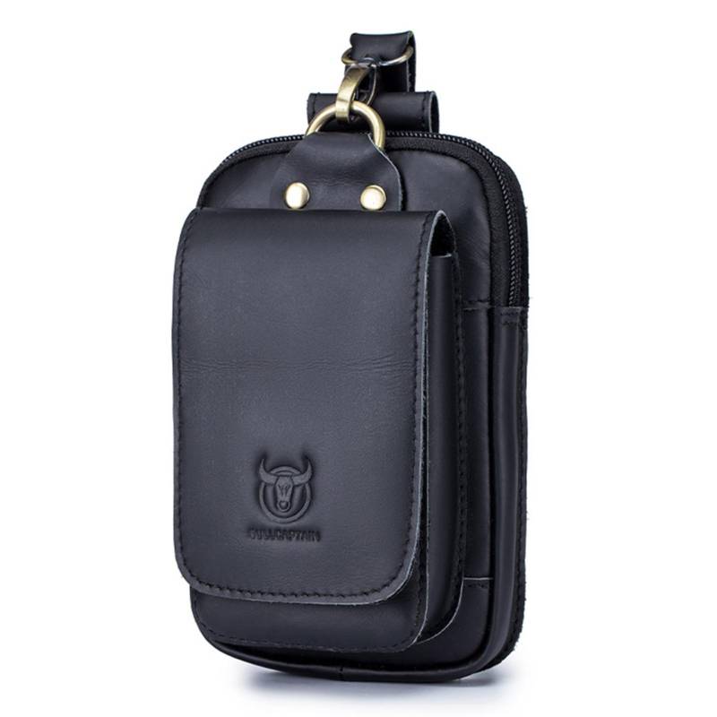 Männer Vintage Leder Gürteltasche Reise Handy Geldbörse Brieftasche Taille Tasche Fanny Pack schwarz von Joom DACH