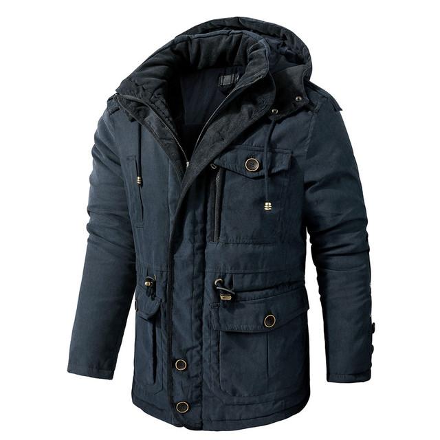 Männer Warme Jacke Winter Parka Mit Kapuze Windjacke Baumwolle Gepolstert Dicken Mantel Männlichen Slim Fit Casual Fleece Jacken Mann Klassische Parkas XXL blau von Joom DACH