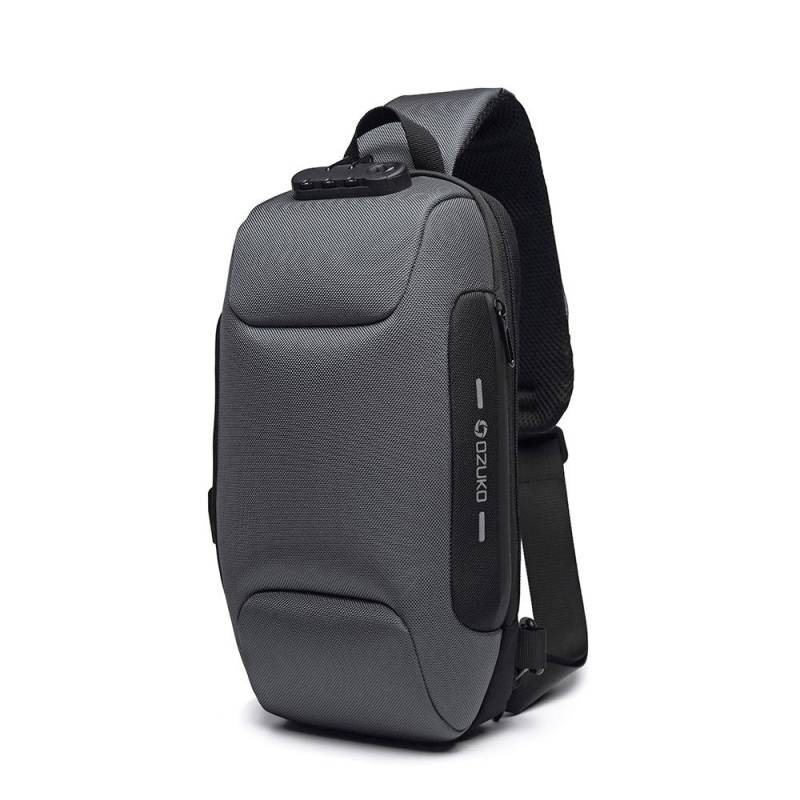 Männer Wasserdichte USB Oxford Umhängetasche Anti-diebstahl Schulter Sling Tasche Multifunktions Kurze Reise Messenger Brust Pack Für Männer dunkelgraue von Joom DACH