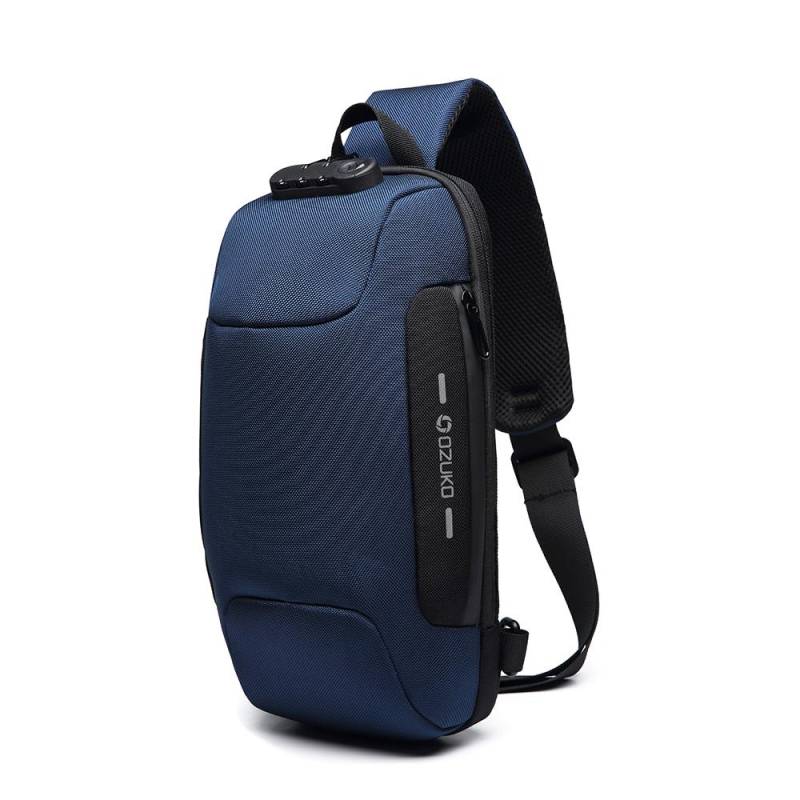 Männer Wasserdichte USB Oxford Umhängetasche Anti-diebstahl Schulter Sling Tasche Multifunktions Kurze Reise Messenger Brust Pack Für Männer dunkelblaue von Joom DACH