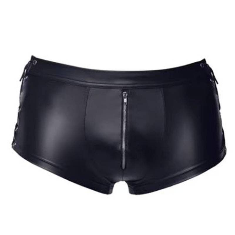 Männer Wetlook Kunstleder Sport Hot Boxer Kurze Hosen Strand Badehose Shorts XXL schwarz von Joom DACH