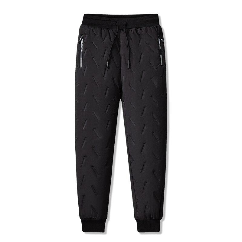 Männer Winter Fleece Dicke Lammwolle Warme Jogginghose Casual Wasserdicht Große-Größe Wolle Hosen Männlich Schwarz Grau Jogger Hosen 4XL schwarz von Joom DACH