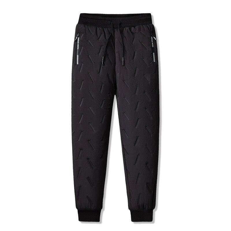 Männer Winter Fleece Dicke Lammwolle Warme Jogginghose Casual Wasserdicht Große-Größe Wolle Hosen Männlich Schwarz Grau Jogger Hosen 4XL schwarz von Joom DACH
