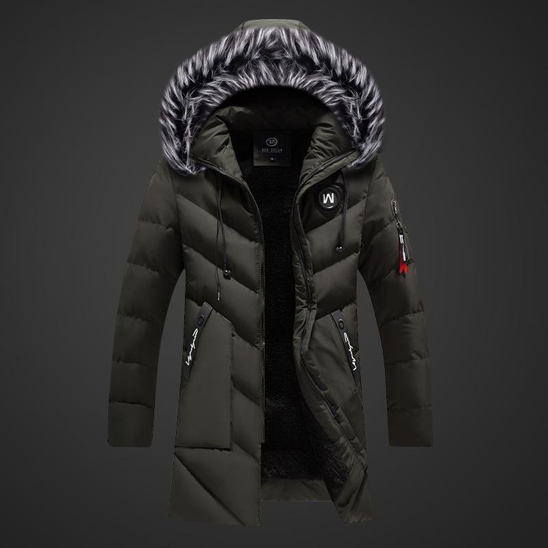 Männer Winter Jacke Mit Kapuze Beiläufige Lange Dicke Fleece Parkas Jacken Mantel Männer Pelz Kragen Outdoor Military Taschen Mantel XXXL von Joom DACH