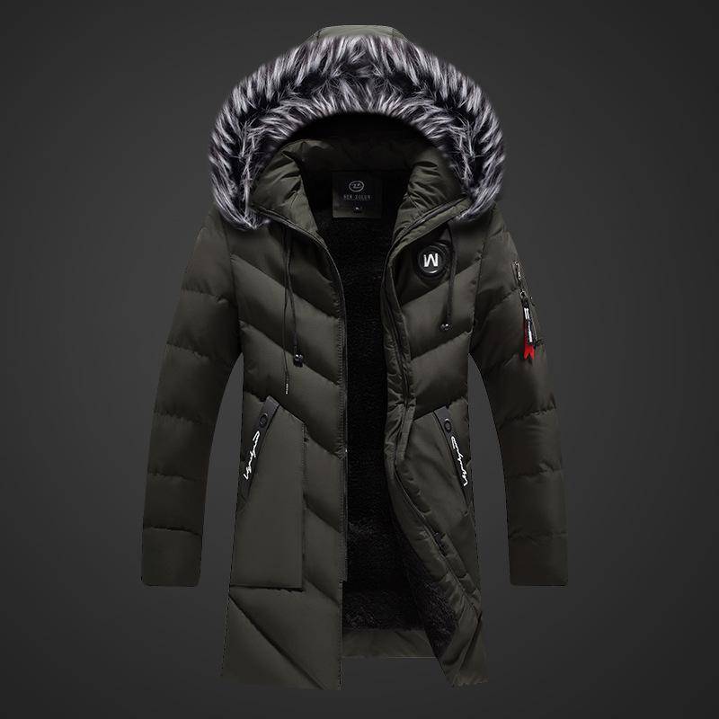 Männer Winter Jacke Mit Kapuze Beiläufige Lange Dicke Fleece Parkas Jacken Mantel Männer Pelz Kragen Outdoor Military Taschen Mantel XXXL von Joom DACH