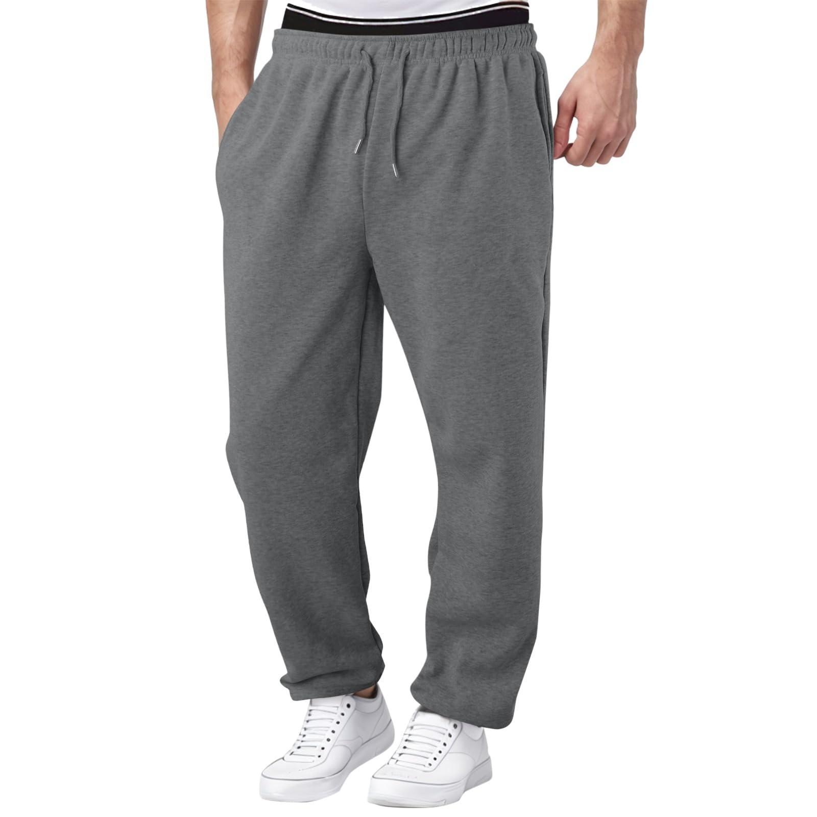 Männer Winter Jogginghose Einfarbig Casual Hosen männer Fleece Jogginghose Breite Bein Gerade Hosen XL von Joom DACH