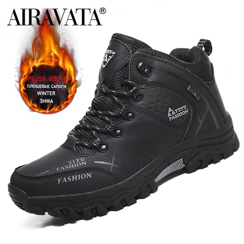 Männer Winter Stiefel Plüsch Warme Wanderschuhe Mann Outdoor Trainer Männliche Arbeitsschuhe Größe 39-47 45 schwarz von Joom DACH