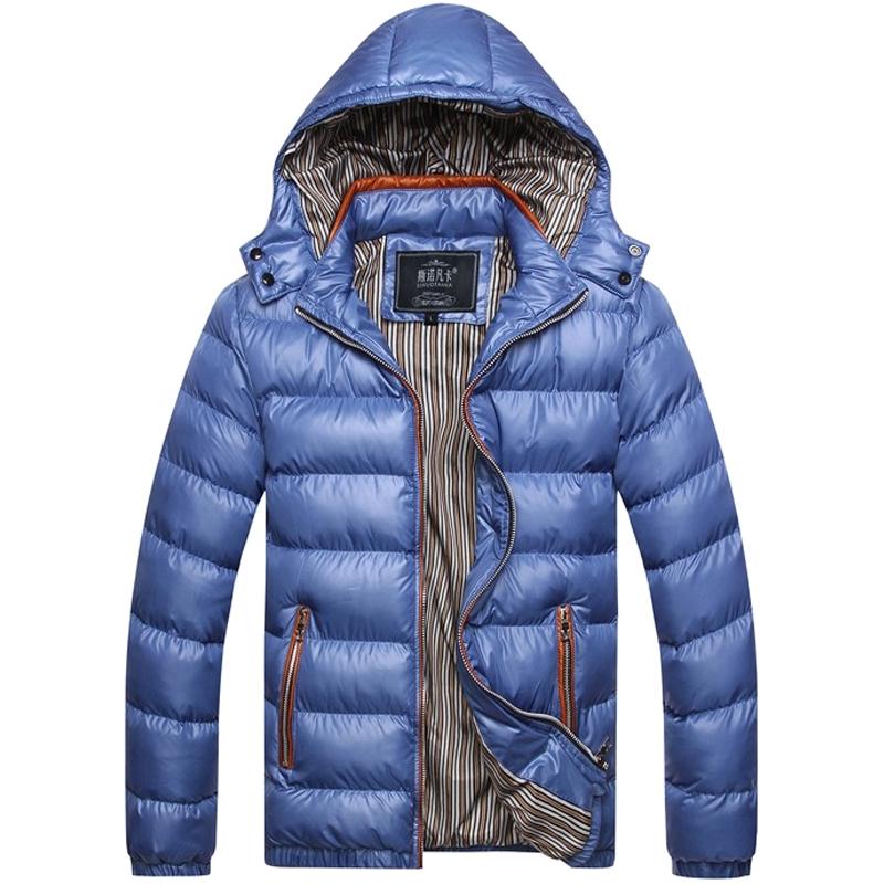 Männer Winter Warm Mit Kapuze Dick Gepolsterte Jacke Männlich Casual Zip Puffer Stepp Outwear Mantel Parka L von Joom DACH