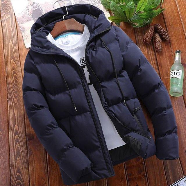 Männer Winter Warme Wasserdichte Parkas Jacke Herren Mit Kapuze Casual Outwear Abnehmbare Parkas XXXXXL dunkelblaue von Joom DACH