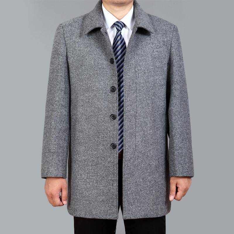 Männer Wollmantel Herbst Winter Wollmantel Wolljacke Männlich Pea Coat Plus Größe 7XL 3XL licht grau von Joom DACH
