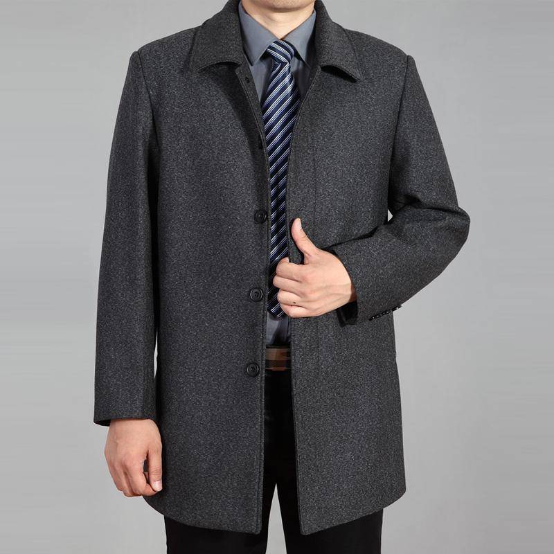 Männer Wollmantel Herbst Winter Wollmantel Wolljacke Männlich Pea Coat Plus Größe 7XL 5XL dunkelgrau von Joom DACH
