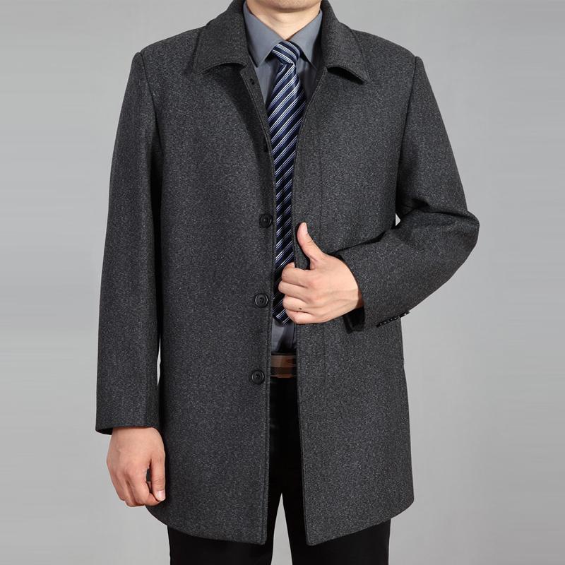 Männer Wollmantel Herbst Winter Wollmantel Wolljacke Männlich Pea Coat Plus Größe 7XL M dunkelgrau von Joom DACH