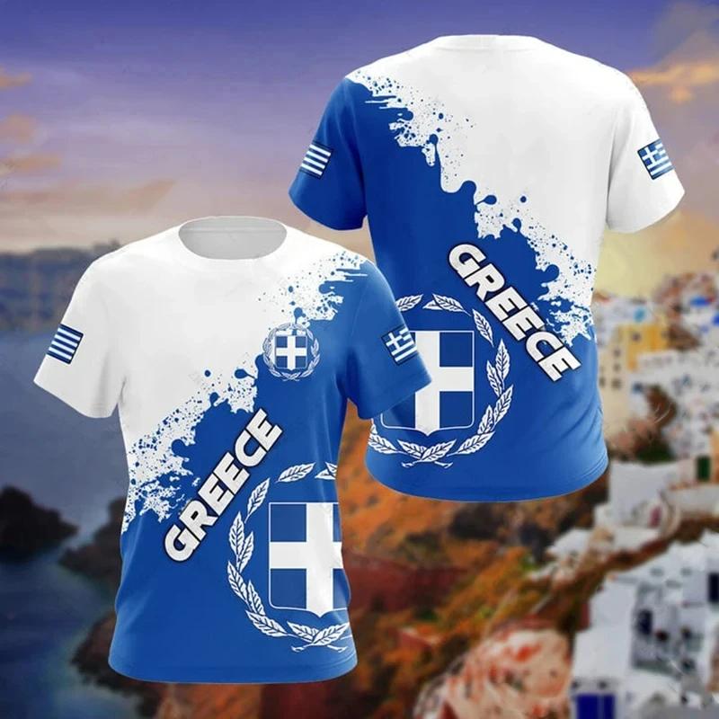 Männer t-shirt Hellas T Shirt Für Männer Geometrische Linie Griechenland Flagge Nationalen Emblem Druck männer T-shirts Tops Kid t-shirt Männer kleidung 2XL von Joom DACH