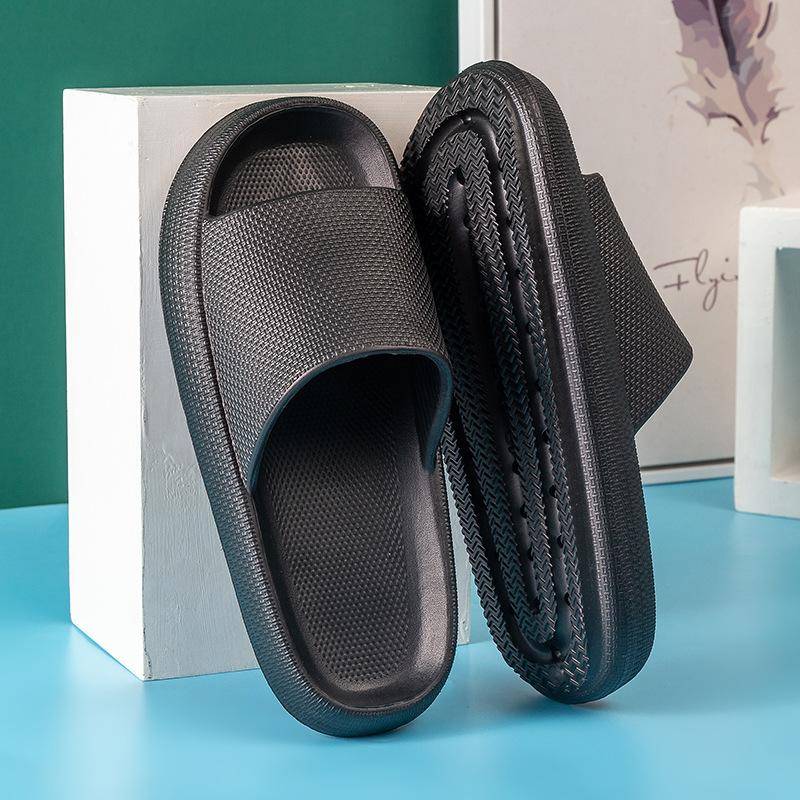 Männer und Frauen gleichen EVA-Hausschuhe Sommer Home Badezimmer rutschfeste Paar Hausschuhe mit dicken Sohlen Stepp auf Scheiße Flip Flops Herren Outdoor-Hausschuhe 36-37 schwarz von Joom DACH
