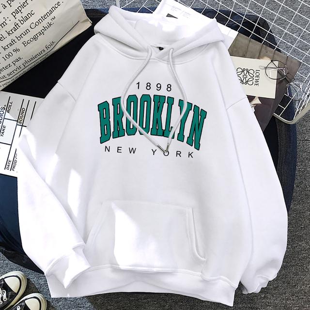 Männer und Frauen lange Ärmel 1898 New York gedruckt Frauen Hoodies Mode Fleece Hoody Kreativität Pullover Kleidung S weiß von Joom DACH