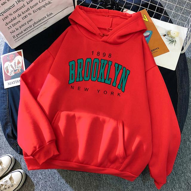 Männer und Frauen lange Ärmel 1898 New York gedruckt Frauen Hoodies Mode Fleece Hoody Kreativität Pullover Kleidung XL rot von Joom DACH