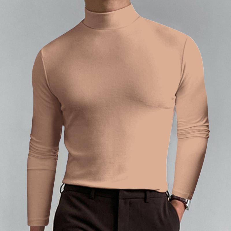 Männlich Herbst Und Winter Einfarbig T Shirt Top Rollkragen Langarm Top Komfortable Ästhetische Männer Kleidung M helle khaki von Joom DACH