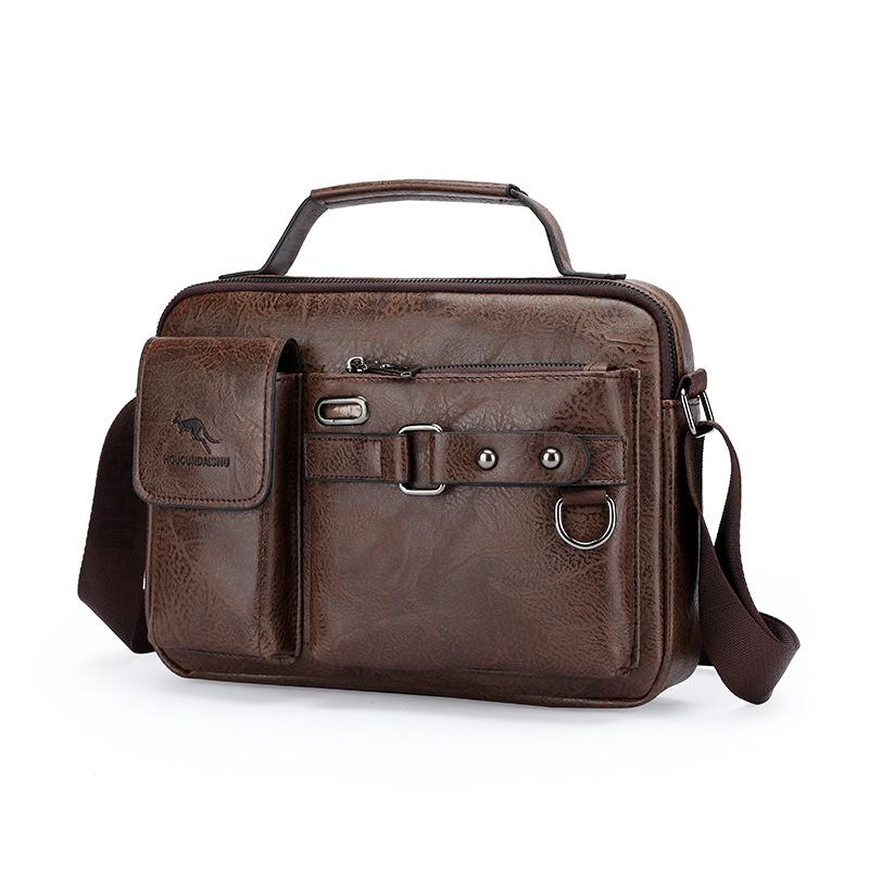 Männlich Messenger Bags Hohe Qualität Business Büro Aktentasche Mode Umhängetaschen männer Schulter PU Leder Taschen 29cm*7cm*20cm dunkelbraune von Joom DACH