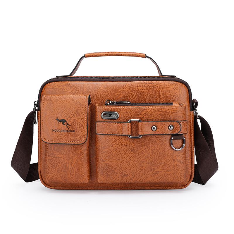 Männlich Messenger Bags Hohe Qualität Business Büro Aktentasche Mode Umhängetaschen männer Schulter PU Leder Taschen 29cm*7cm*20cm hellbraune von Joom DACH