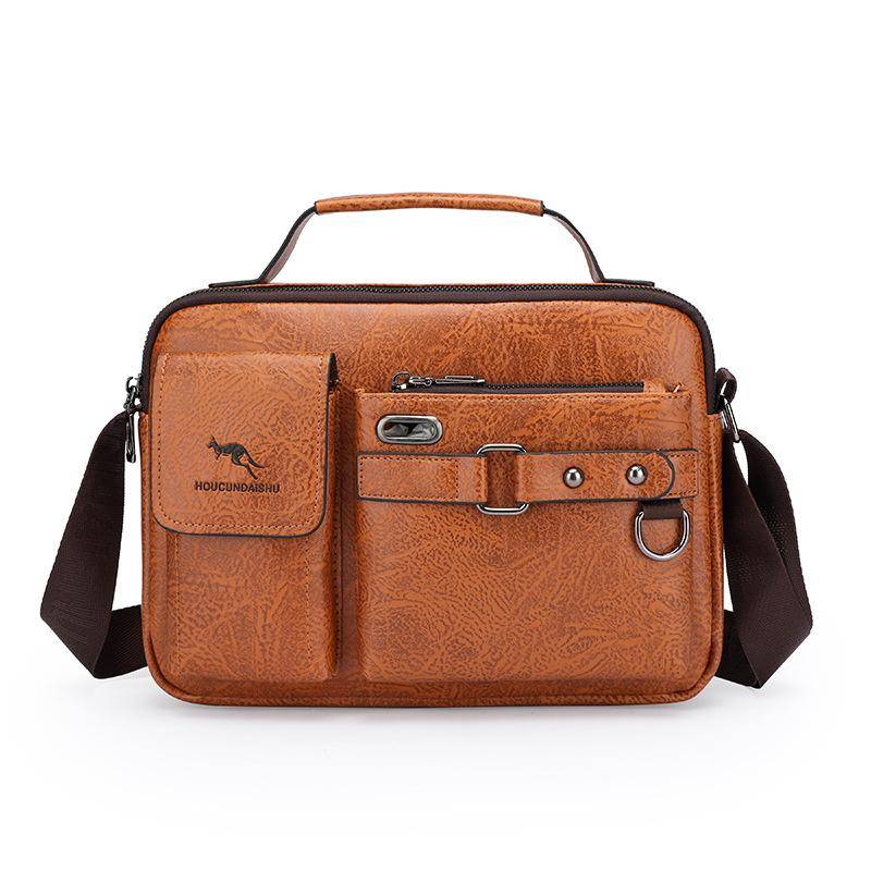 Männlich Messenger Bags Hohe Qualität Business Büro Aktentasche Mode Umhängetaschen männer Schulter PU Leder Taschen 29cm*7cm*20cm hellbraune von Joom DACH