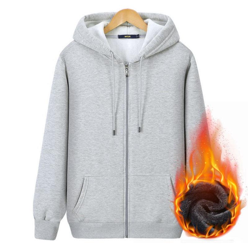 Männliche, übergroße Herren-Kapuzenpullover, einfarbig, Hooed-Mantel, dicke/dünne Baumwoll-Sweatshirts, Sportbekleidung für Damen, Baumwolle und Samt, Reißverschluss, Work-Out-Cardigan 3XL von Joom DACH