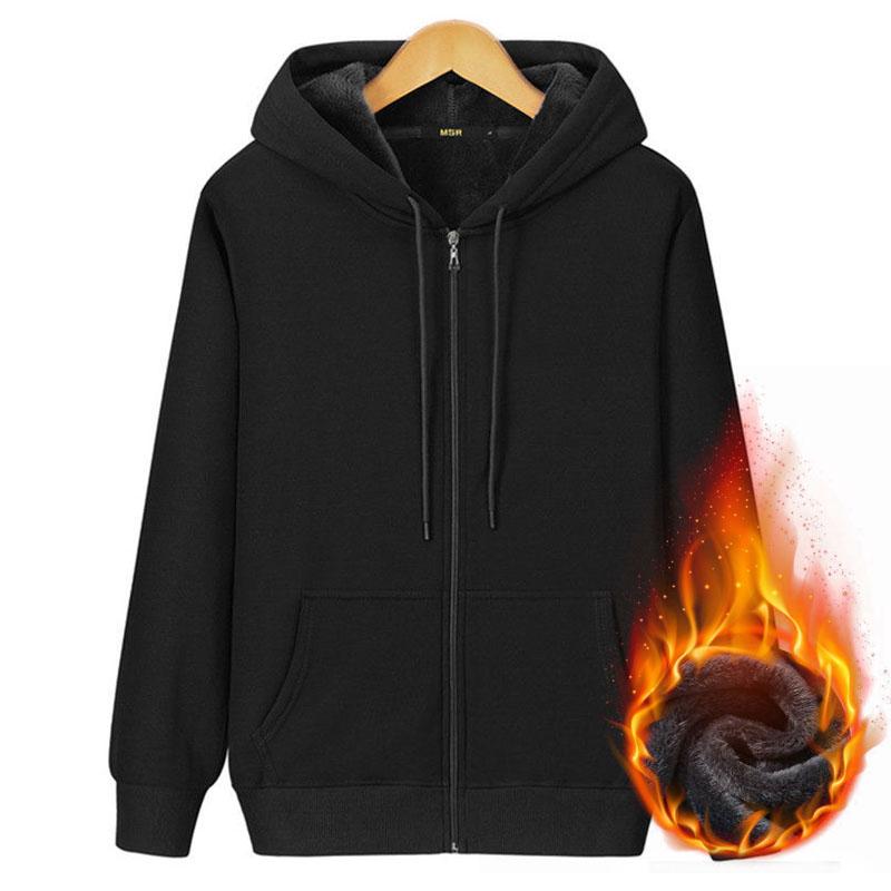 Männliche, übergroße Herren-Kapuzenpullover, einfarbig, Hooed-Mantel, dicke/dünne Baumwoll-Sweatshirts, Sportbekleidung für Damen, Baumwolle und Samt, Reißverschluss, Work-Out-Cardigan 5XL von Joom DACH