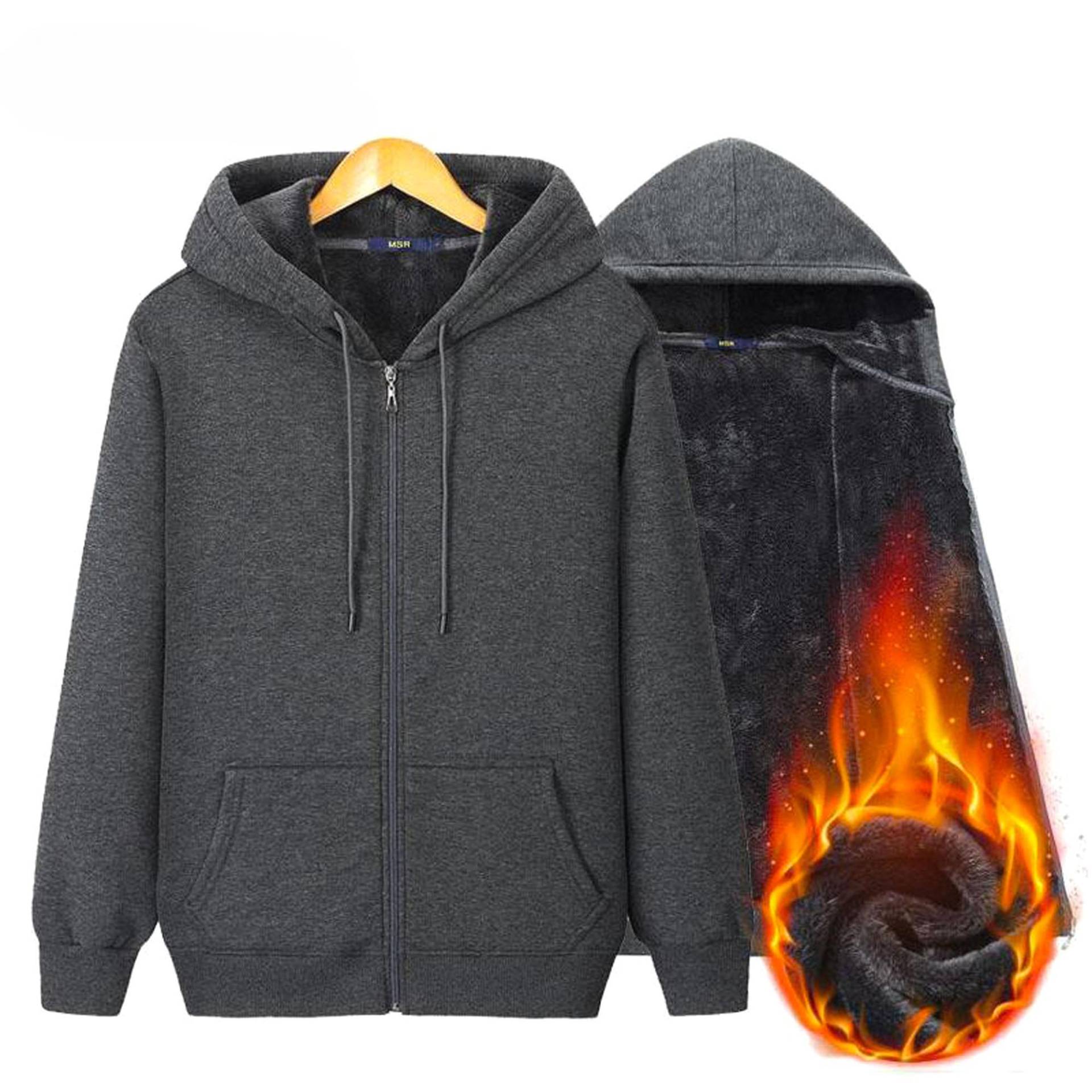 Männliche, übergroße Herren-Kapuzenpullover, einfarbig, Hooed-Mantel, dicke/dünne Baumwoll-Sweatshirts, Sportbekleidung für Damen, Baumwolle und Samt, Reißverschluss, Work-Out-Cardigan 5XL von Joom DACH