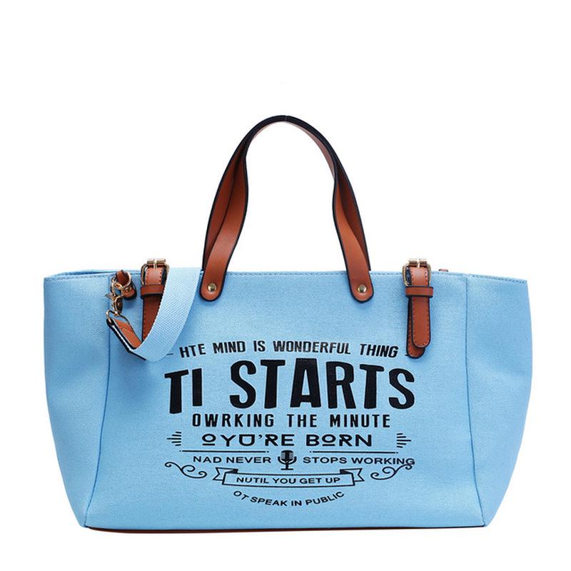 Männliche Frau Einkaufstasche Mode Brief große Capality Canvas Tasche Casual Schulter Messenger Taschen 39x28x15cm blau von Joom DACH