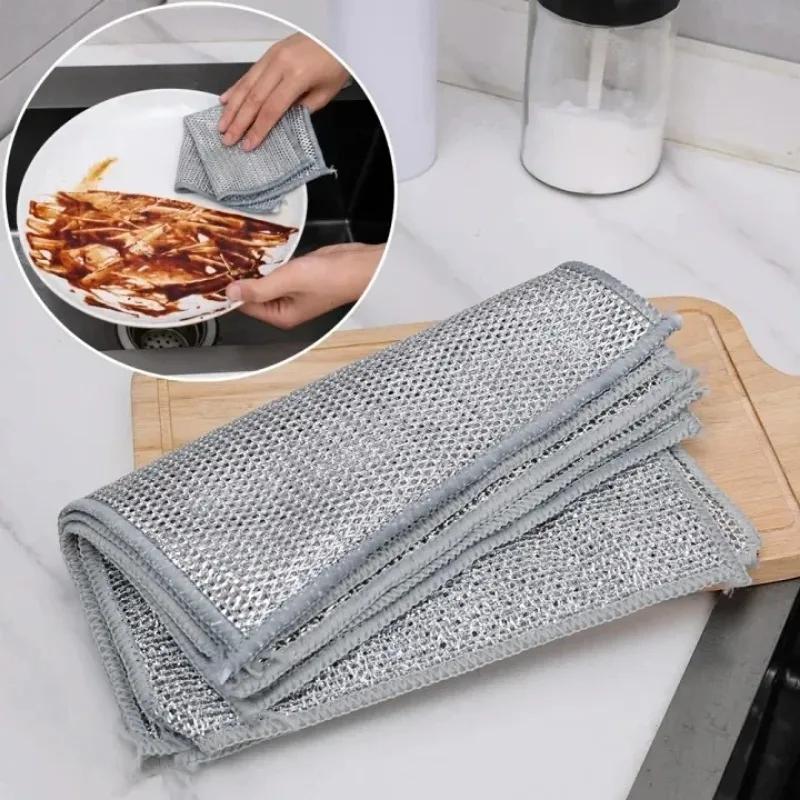 Magisches Reinigungstuch aus Metall und Silberdraht, Lumpen, Küchengeschirr, Topflappen, Geschirrtücher, Handtuch, saubere Werkzeuge 20PCS silber von Joom DACH