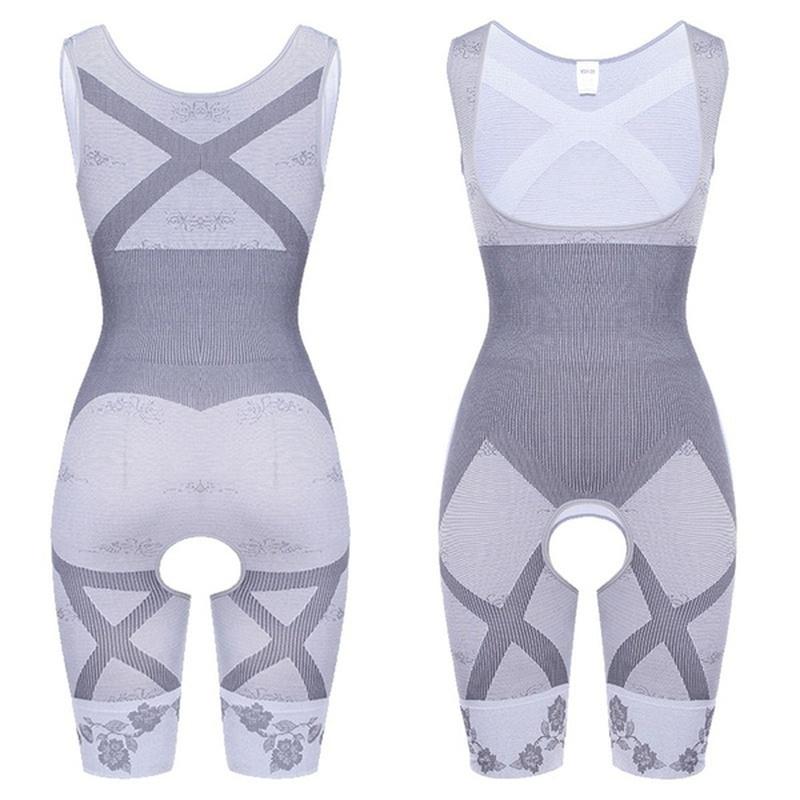 Magic Full Body Shaper Damen Taillentrainer Bauchkontrolle Oberschenkelformer Shapewear Korsett Schlankheitsunterwäsche Body XXXL grau von Joom DACH