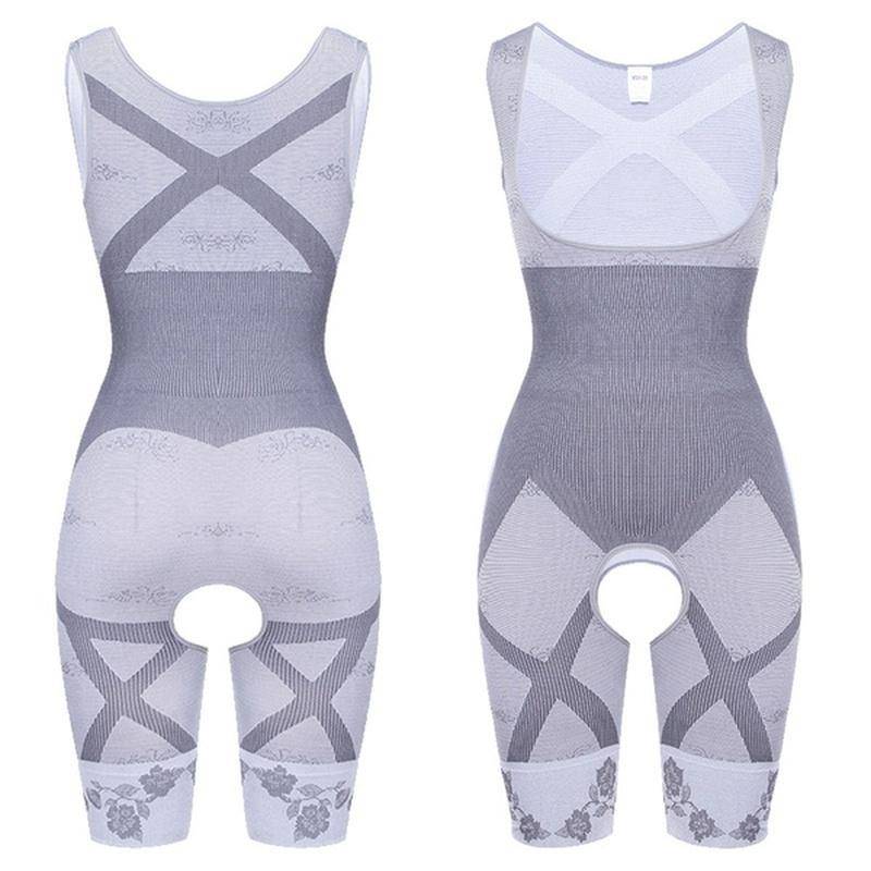 Magic Full Body Shaper Damen Taillentrainer Bauchkontrolle Oberschenkelformer Shapewear Korsett Schlankheitsunterwäsche Body XXXL grau von Joom DACH