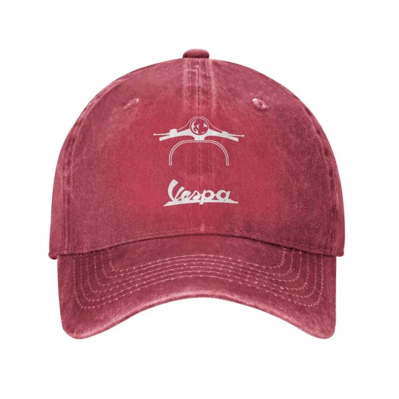 Maglietta Vespa Piaggio Baseball Caps Vintage Distressed Denim Cap Männer Frauen Laufen Outdoor Golf Hüte Kappe Adjustable rot von Joom DACH