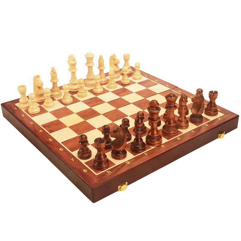 Magnetisches Schachbrett-Set aus Holz, zusammenklappbar, Reise-Schachbrett-Spiel-Sets für Erwachsene und Kinder 45x45x4cm von Joom DACH