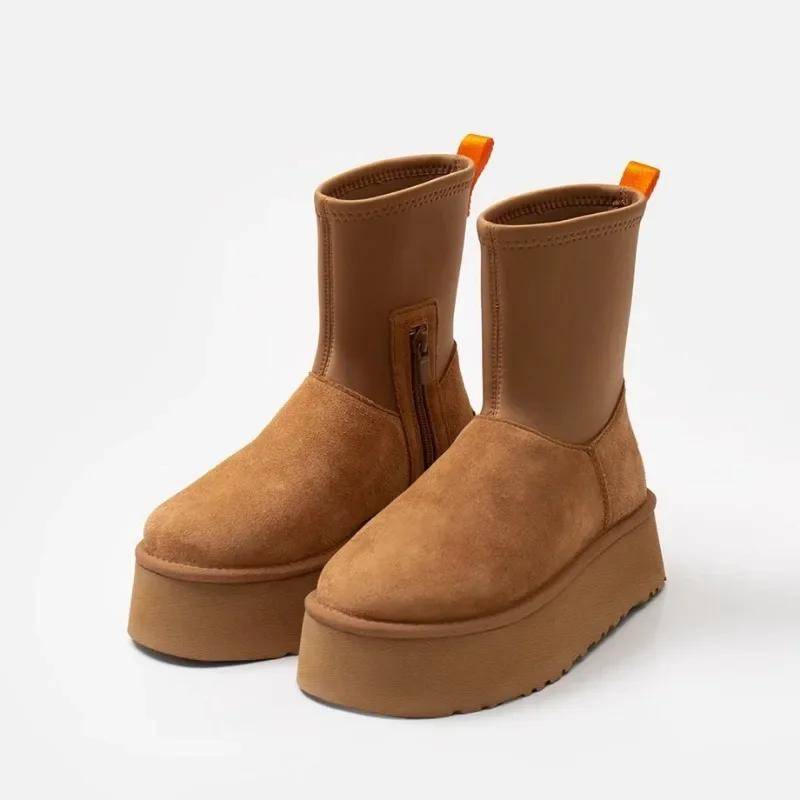 Maillard Damen Schneestiefel mit dicker Sohle und mittelhohem Schaft, Winterstiefel mit kurzem Schaft aus Baumwolle, elastische Leggings-Bleistiftstiefel 39 von Joom DACH