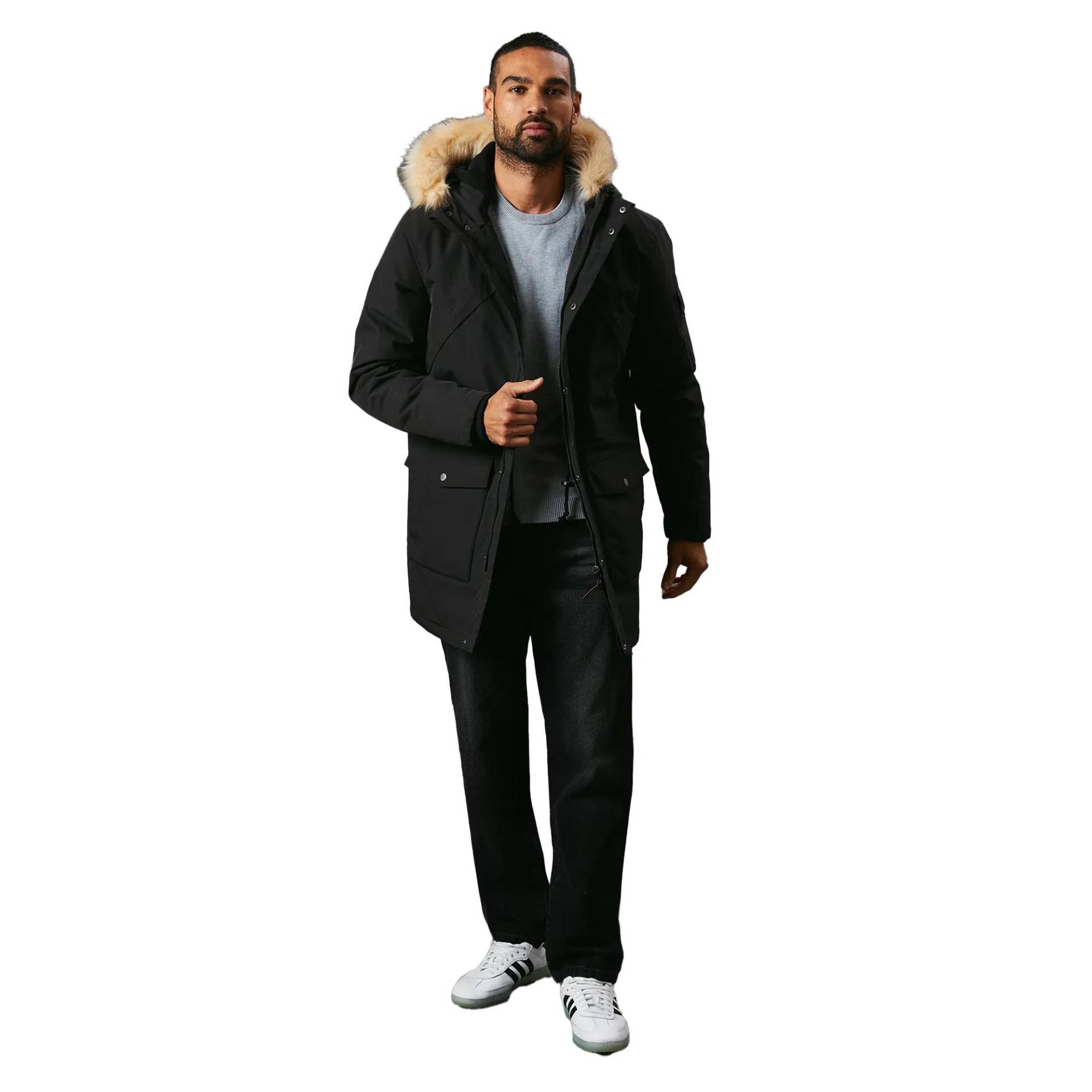 Maine Herren-Parka mit Kapuze und 4 Taschen XL schwarz Maine Herren-Parka mit Kapuze und 4 Taschen XL schwarz von Joom DACH
