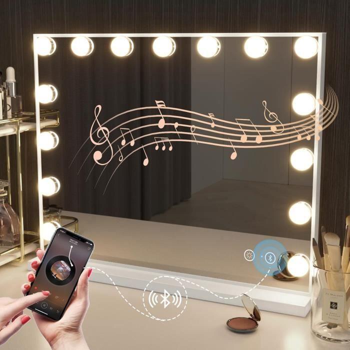 Make-up-Spiegel - Hansong - Bluetooth-Spiegel - 15 LED-Lampen - 3 Beleuchtungsmodi - Gehärtetes Glas von Joom DACH