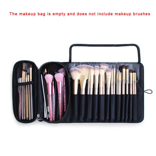 Make-up-Tasche für Damen, Kosmetikpinsel-Tasche, Reise-Organizer, Make-up-Pinsel, Faltwerkzeuge, Rolltaschen, wasserdichter Nylon-Make-up-Koffer schwarz von Joom DACH