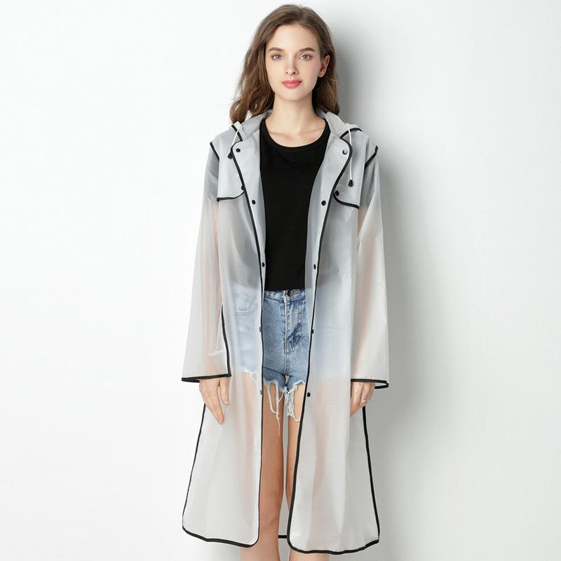 MakeWishes Transparenter Damen-Regenmantel mit Kapuze, lange Jacke, wasserdicht, für den Außenbereich, Regenbekleidung XL schwarz von Joom DACH