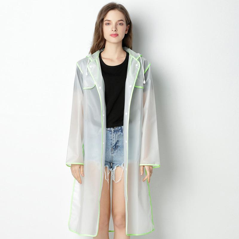 MakeWishes Transparenter Damen-Regenmantel mit Kapuze, lange Jacke, wasserdicht, für den Außenbereich, Regenbekleidung XXL grün von Joom DACH