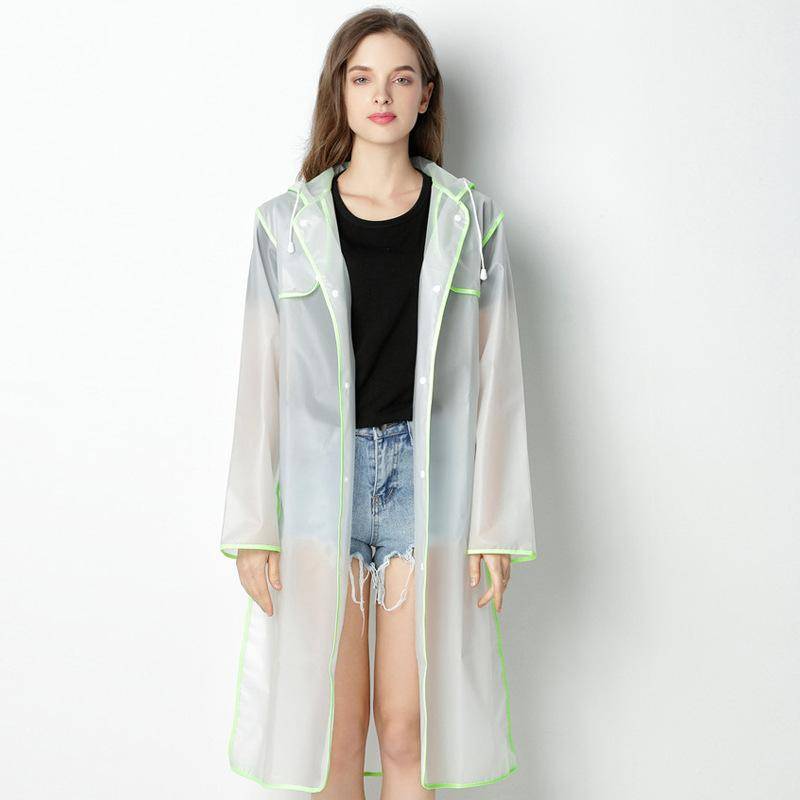 MakeWishes Transparenter Damen-Regenmantel mit Kapuze, lange Jacke, wasserdicht, für den Außenbereich, Regenbekleidung XXL grün von Joom DACH