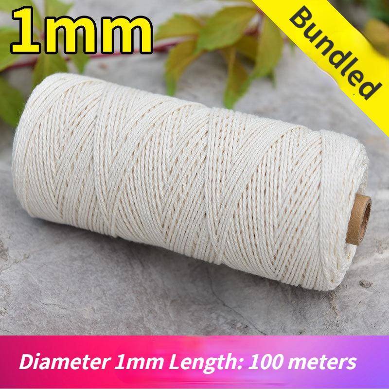 Makramee Baumwollkordel Natur Baumwollseil Gedreht Weiche Baumwollkordel Schnur DIY Wandbehang Pflanzenampeln Handwerk Strickkordel 1mmx100m von Joom DACH