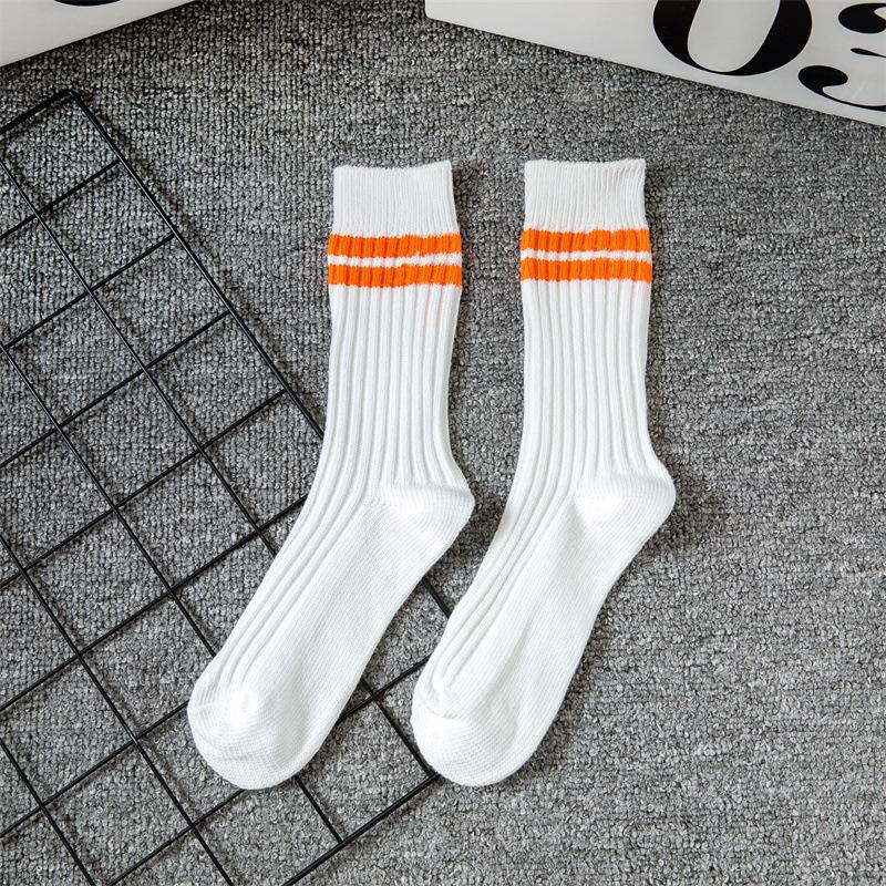 Herren Frühling und Herbst Trend Doppelnaht Dicke Linie Paralleler Balken Einfarbig Straße Sport Kniestrümpfe 1 pair orange von Joom DACH