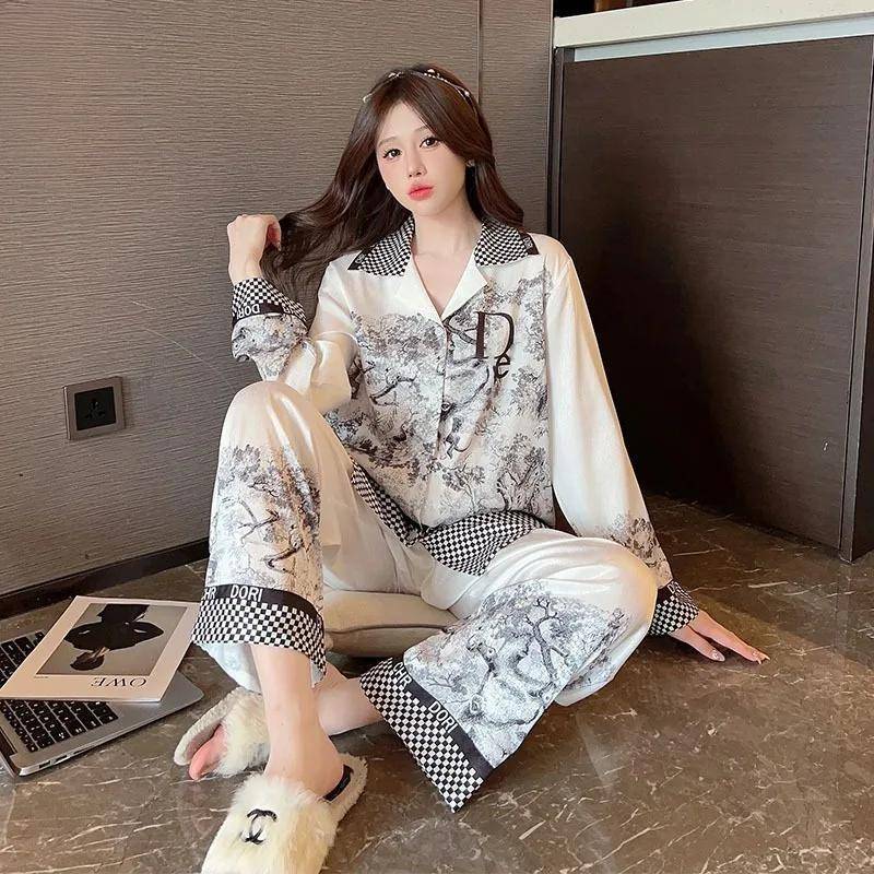 Malen Pyjama Damen Frühling Herbst Neu Langarm Hose Internet Beliebt Wind Herbst Hauskleidung Anzug M von Joom DACH