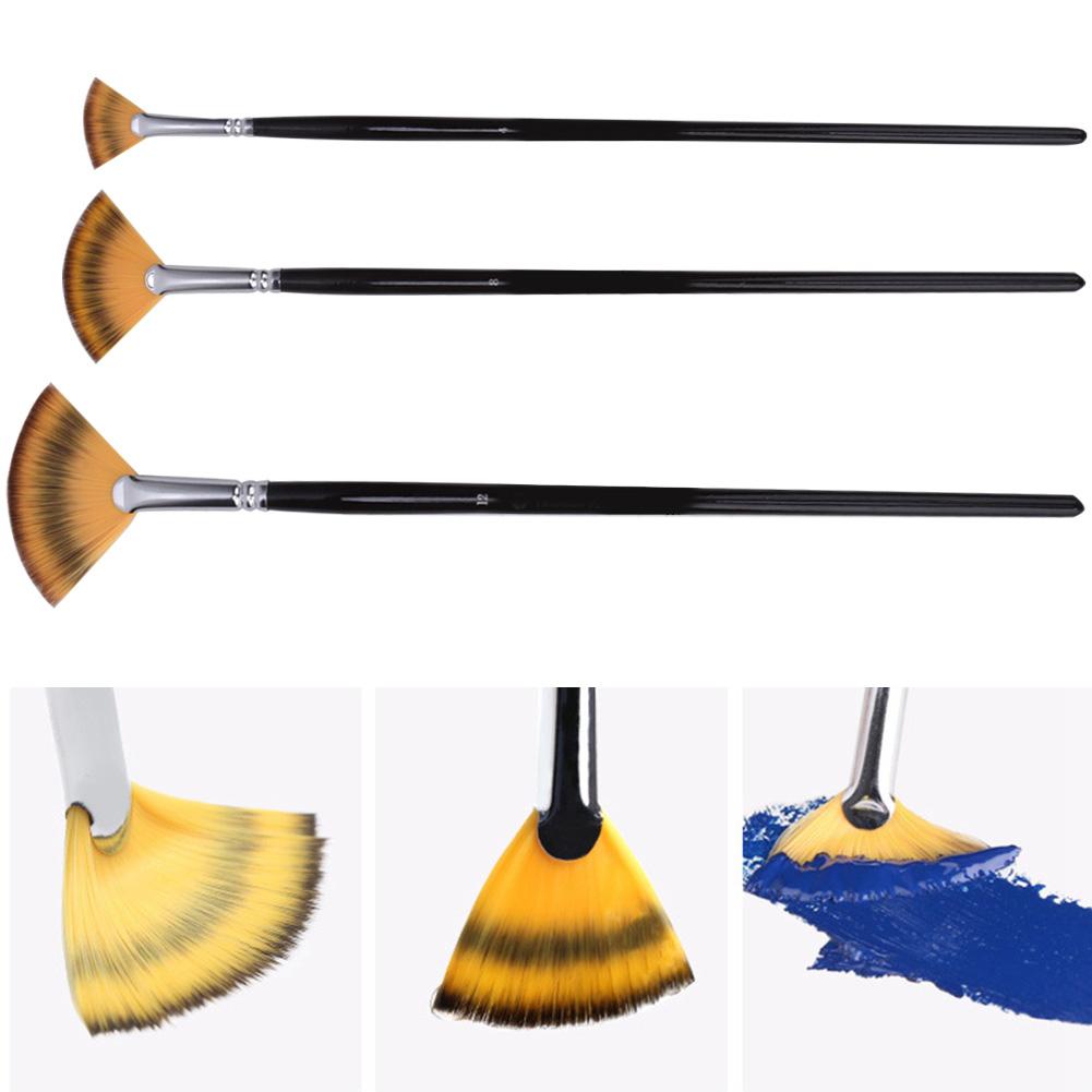 Malpinsel Nylonhaar Birkenholzgriff Fächerform Gouache Aquarell Zeichenstift Kunst von Joom DACH