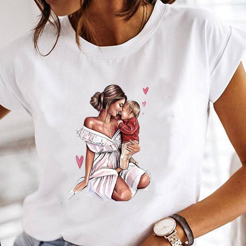 Mama Aquarell Mutter Trend 90er Jahre Mama Kurzarm Print T-Shirt Top Sommer Mode T-Shirt Dame weibliche Kleidung lässig Grafik T-shirt L von Joom DACH