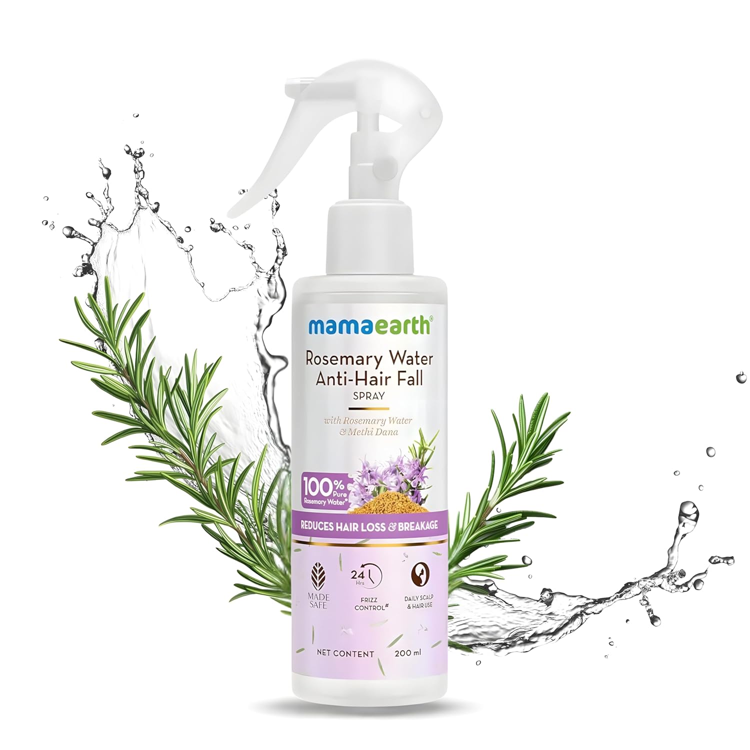 Mamaearth Rosmarinwasser Anti-Haarausfall Spray mit Bockshornklee für stärkeres dichteres Haar 200 ml mit 24h Frizz-Kontrolle Geschmeidiger Glanz von Joom DACH